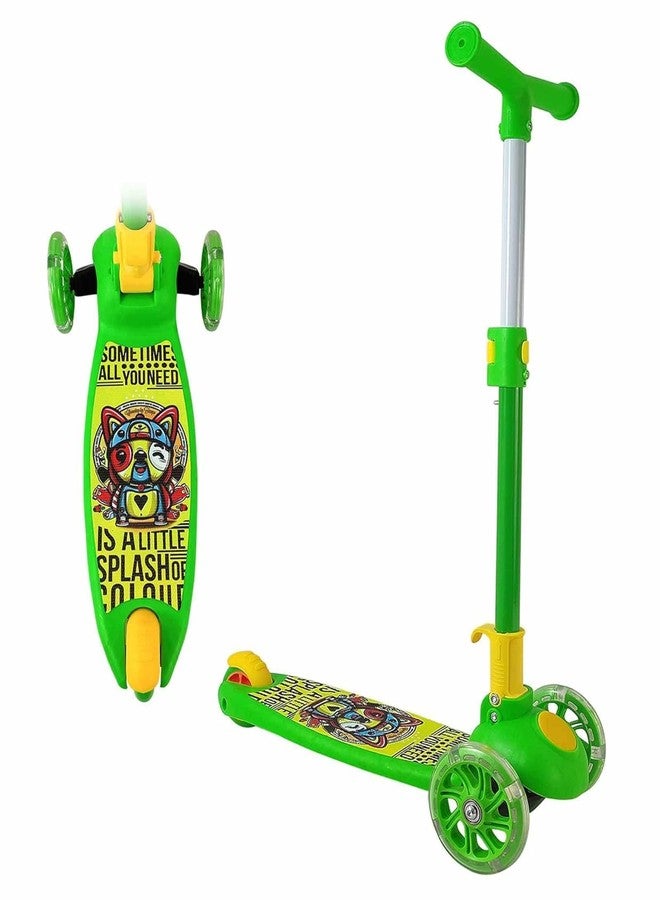 Zyamalox Funlittle Adaptable Kids Kick Scooter: 3 Adjustable Heights, Foldable Design, Stylish PVC Wheels, Rear Brakes, Ages 3+, 40 kg Weight Limit, (Green) - Image 3